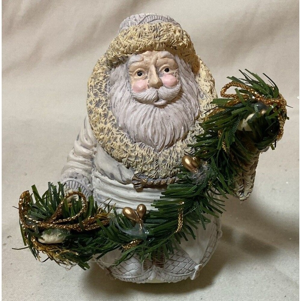 3.5 Inch Whimsical Round Santa With Garland
